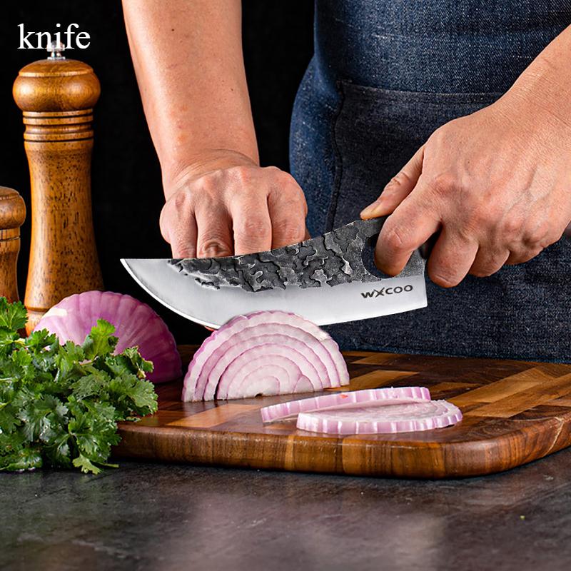 Forged Stainless Steel Boning Knife High Hardness Kitchen Knife Sharp Slicing Knife for Slaughtering Meat Cleaver with Cover