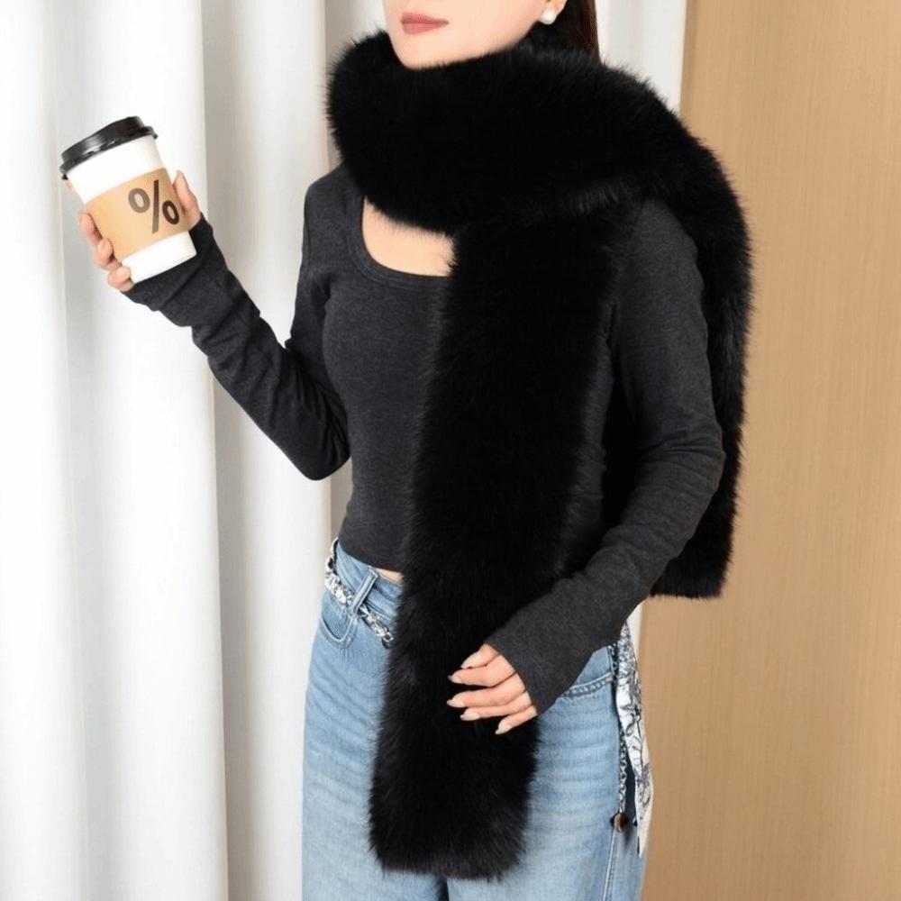 Long Imitation Mink Fur Scarf Thick Fluffy Long Scarf Luxury Plush Neck Warmer Party
