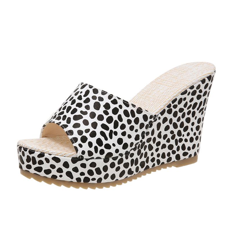 Fashion Slippers Women Heeled Sandals Ladies Shoes Heels Platform One Word Slipper Designer Wedge Suede Large Size Waterproof Summer New