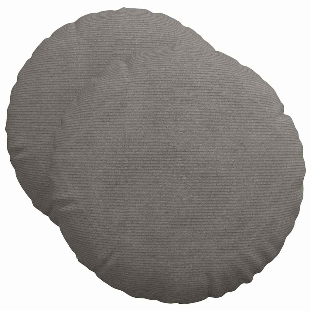 Seat Cushion 2 pcs Light Grey Ø50 x 19 cm Cord Fabric