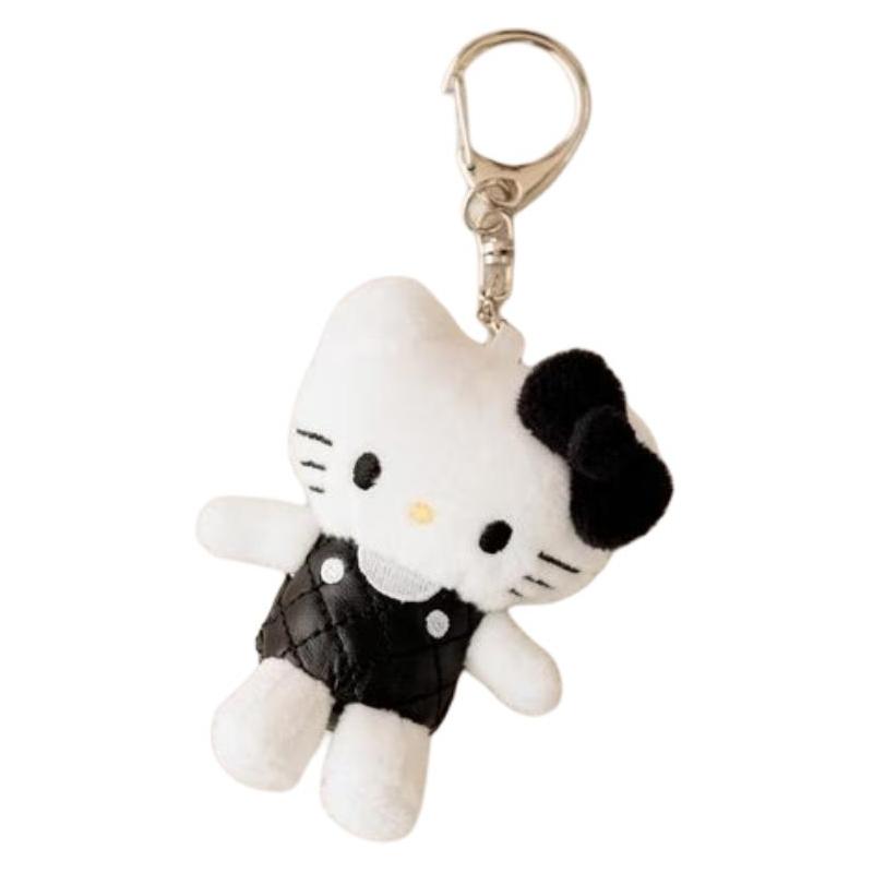 Sanrio x ME% joint model HELLO KITTY toy keychain, cute doll, plush pendant, 9cm high black overalls