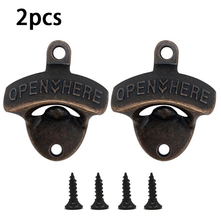 Zinc Alloy Wall Bottle Opener Beer Retro Alloy Wall Mounted Beer Bottle Opener Kitchen Decor KPQ005