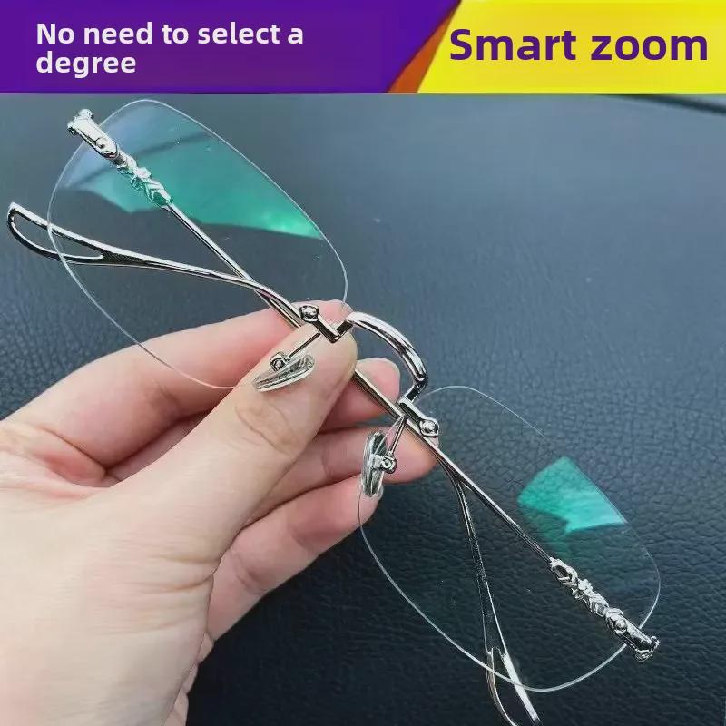 Premium Selvjusterende Multifokale Lesebriller, Intelligent Zoom, HD Anti-Blått Lys for Eldre