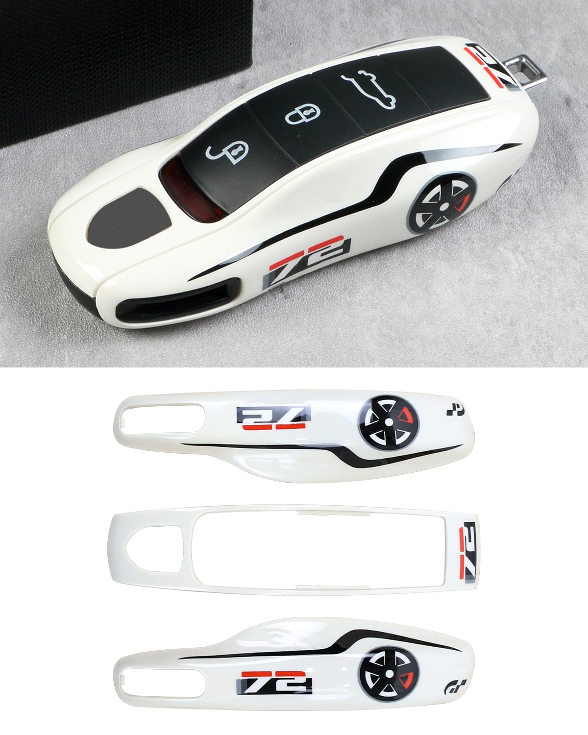 

Чехол для ключа-брелока для Porsche Аксессуары Porsche 72 окрашенный Macan, Panamera, 911, Cayenne, 718, Cayman, Boxster, (нет. белый) белый