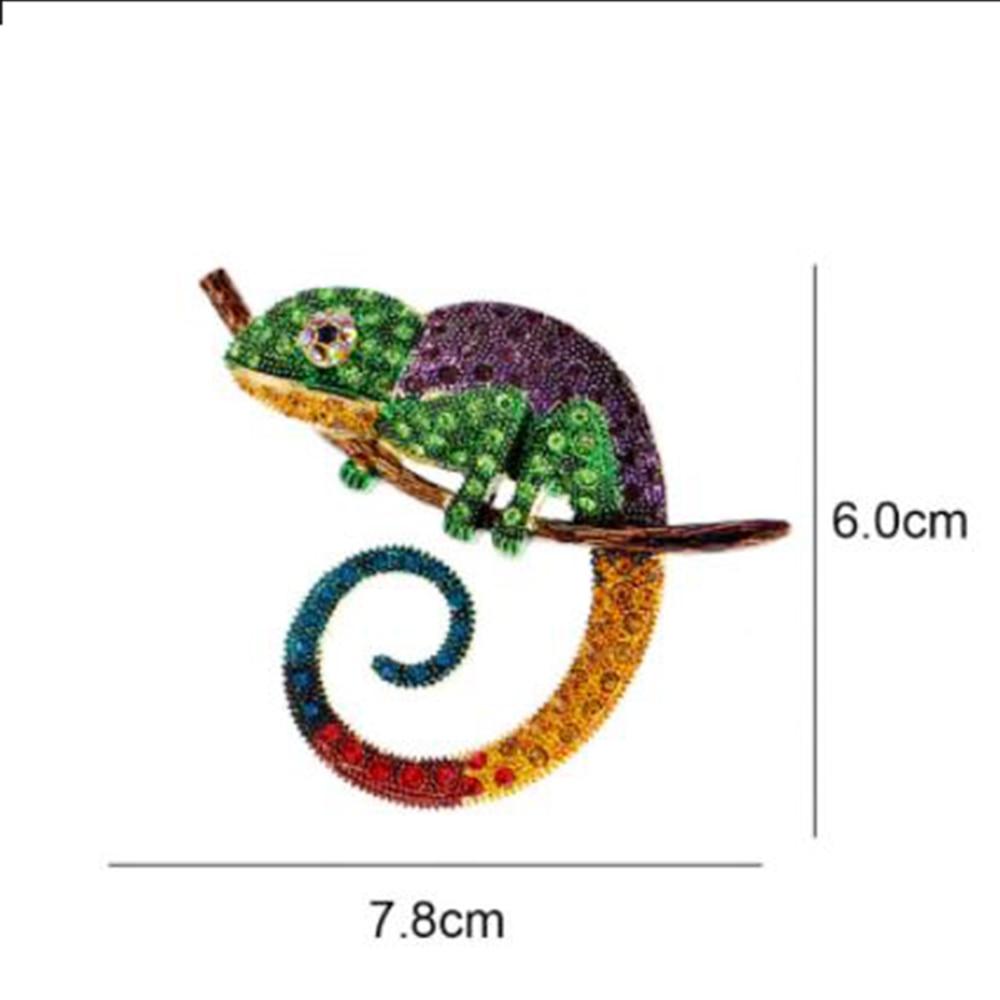 Blucome Fashion Colorful Lizard Brooch Rhinestone Animal Pins for Women Suit Bag Laple Pins Badage New Year Gift