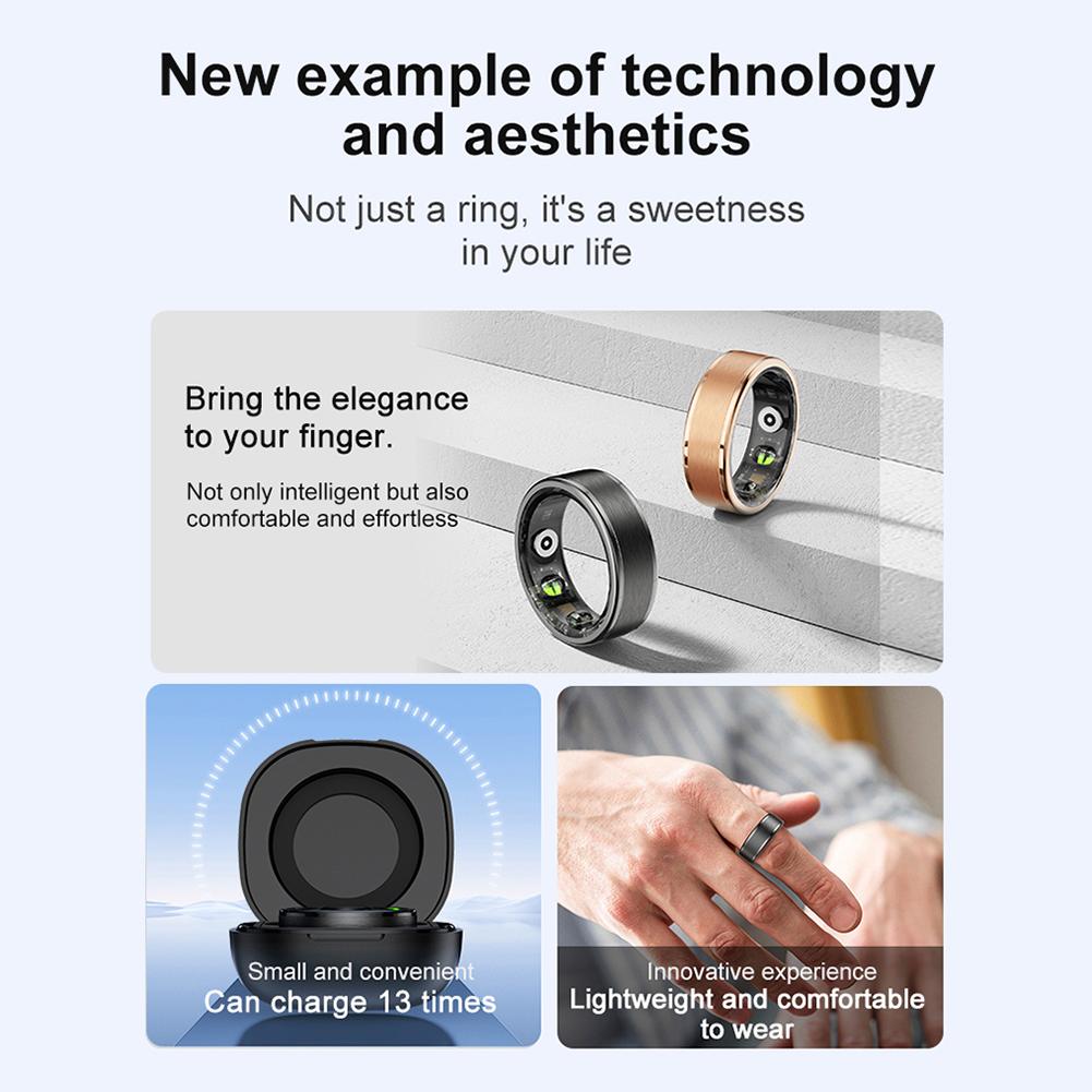 Smart Ring Health Tracker Blood Oxygen Heart Rate Monitor Bluetooth-Compatible5.0 Fitness Tracker Waterproof for Android IOS