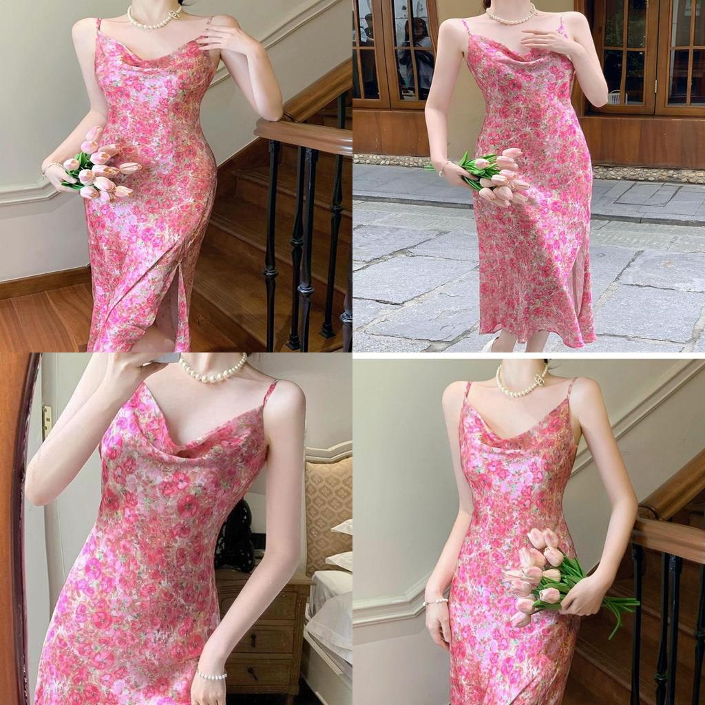 French Chic Floral Camisole Dress With Floral Pattern Design For Summer Fashion