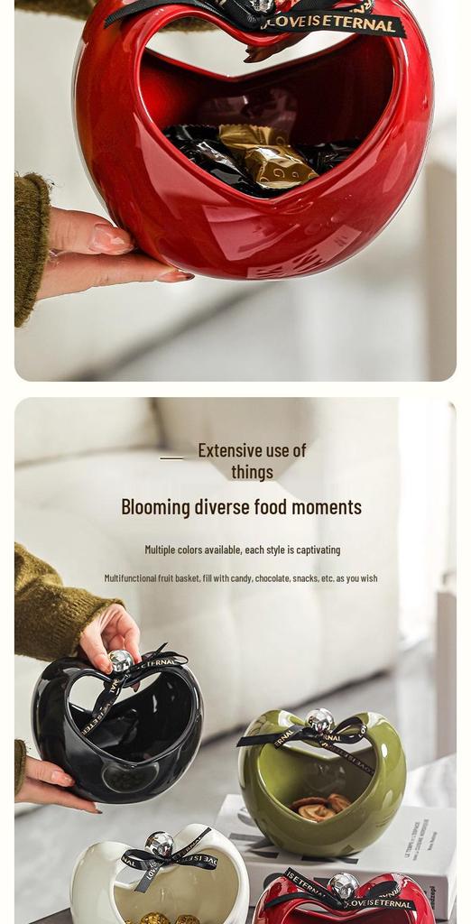 Bol à fruits en céramique pour le Nouvel An 2026 - Présentoir décoratif pour le salon, collations du réveillon de Noël, bonbons et pommes