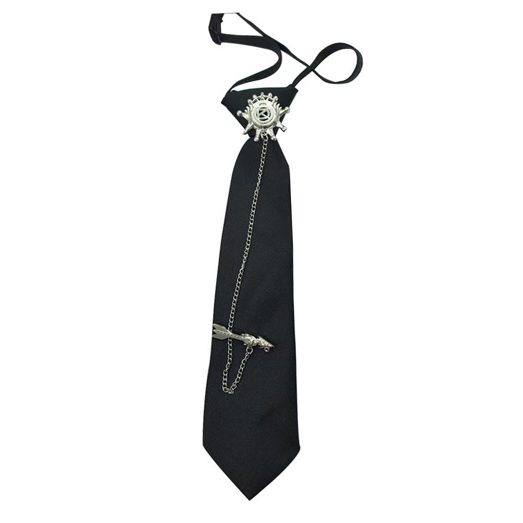Adjustable Pre Tied Vintage Neck Tie Student Uniform Metal Arrows Chain Tie For Punk Rock Outfit Anime Cosplay Accessory
