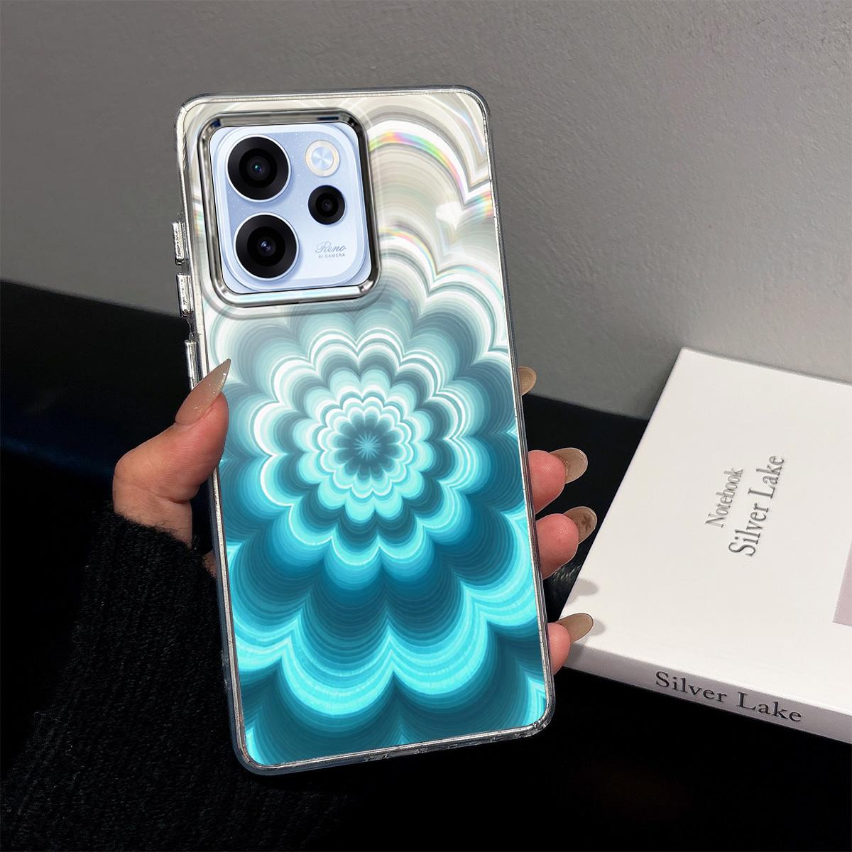 Case for OPPO Reno15 F 5G Iridescent Gradient Floral Clear Case,Shockproof Camera Lens Protection OPPO Reno15 F 5G синий