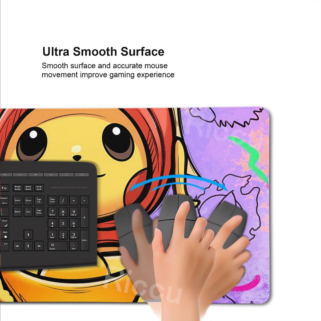 Mouse Pads Extended Gaming Mechanical Keyboard Pad Pokemon Graffiti Pikachu Pattern Gaming Accessories Carpet Kawaii Nonslip Rug