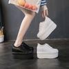 Fashion Hot Sale 12cm Genuine Leather Women Vulcanized Shoes Leather Platform Wedge High Heels White Shoes Lace Up Increase Casual Shoes