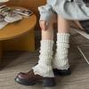 Leg Warmers Women Autumn and Winter Knitted Foot Cover Black White Long Socks JK Japanese Fashion Lolita Sweet Girls Leg Warmers
