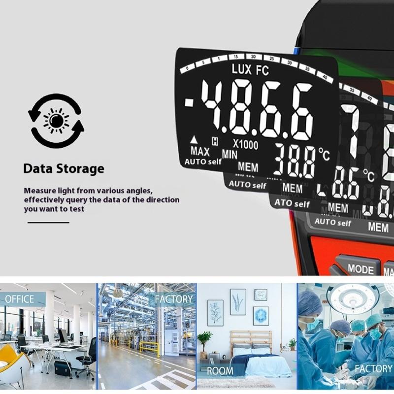 Professional Light Meter With LCD Screen Multiple Unit Conversion Illuminance Measure Device for Workplace Measurements