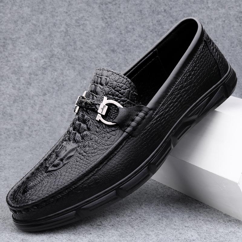 Broken size breathable casual leather shoes soft leather soft sole Doudou shoes driving lazy shoes