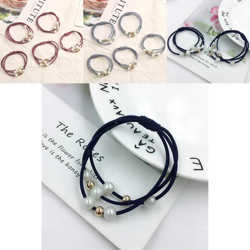 Korean Version Of The Three-strength Rubber Band High-elastic Pearl Head Rope For Women And Girls