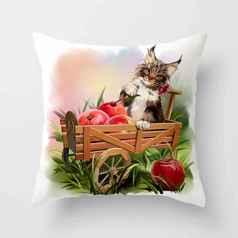 Cartoon Katze Tier Sofa Dekorative Kissenhülle Kissen Kissenbezug Polyester 45*45 Zierkissen Heimdeko Kissenbezug