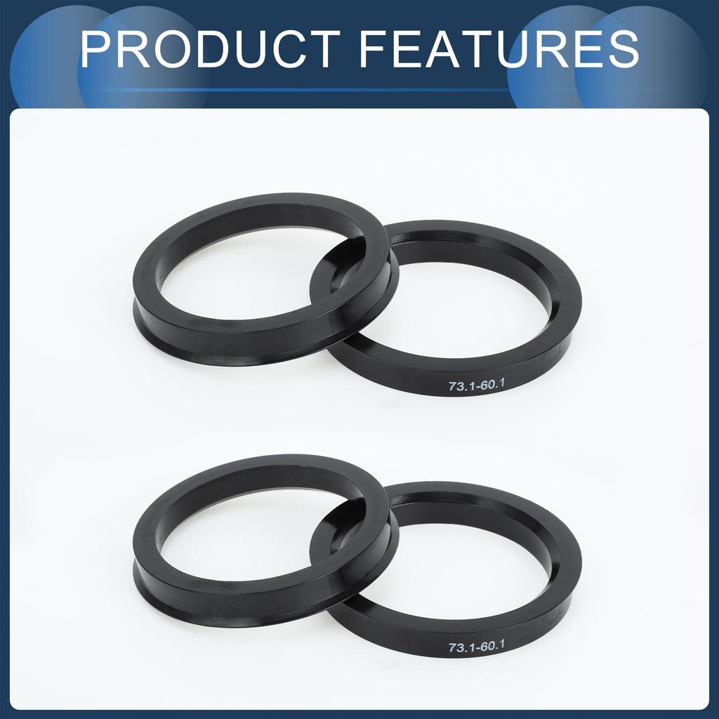 INFINAUTO Hub Centric Ring 60.1mm ID 73.1mm OD Car Wheel Hub Ring ABS Plastic Black 4pcs