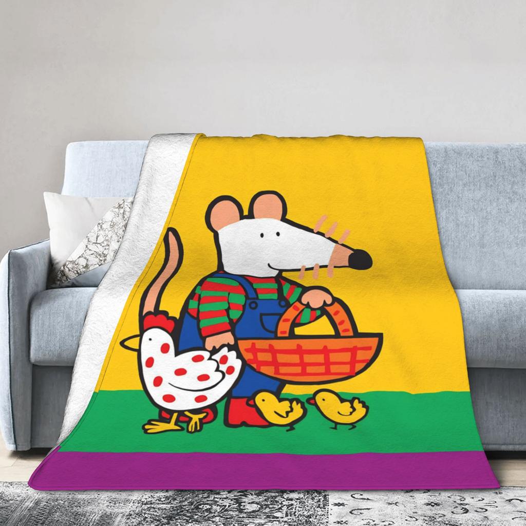 M-Maisy Cartoon Knitted Blankets Fleece Super Warm Throw Blanket for Airplane Travel Bed Rug
