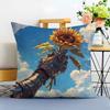 sunflower Cushion Cover Washable Linen Pillowcase Soft  for Sofa Bed Cozy Home Room Decor