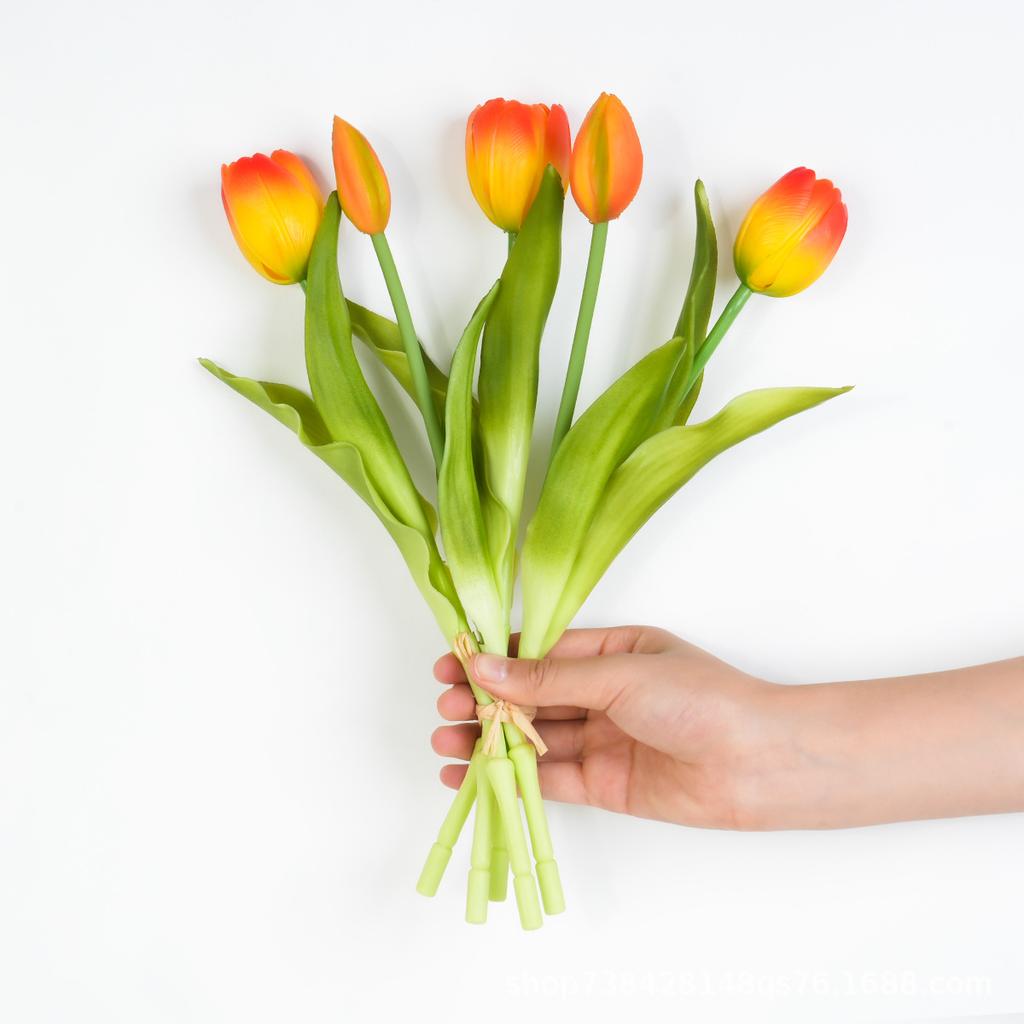 Short Soft Rubber Tulip Bouquet, Home Hotel Bedroom Decoration Flower Arrangement, Home, Simulated Flower