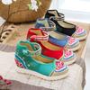 Big white sole, high heels, single shoes, spring mother shoes embroidered cloth shoes women's shoes, ethnic style leisure shoes