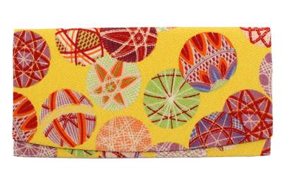 Carteira Komon Kobo, Kotemari (Amarelo), Fino, Chirimen Futago, Kyoto, KOMONO Japonês, Padrão Edo Komon, 0203