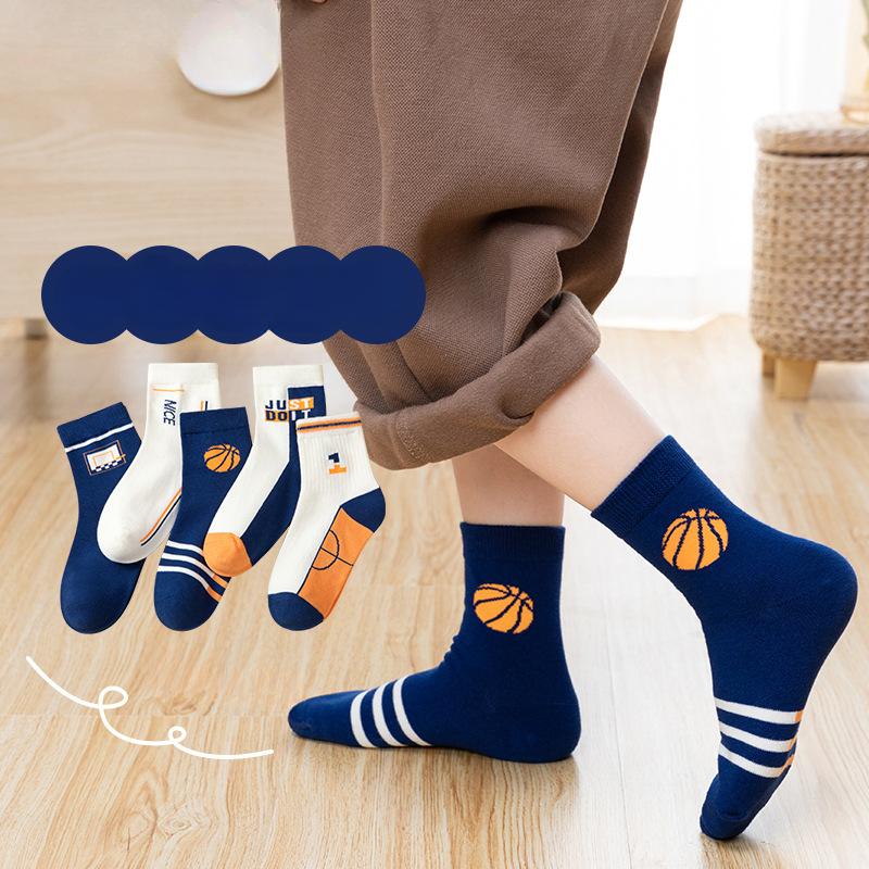 5 Pairs Autumn Winter New Style Children's Socks Mid-high Long Dinosaur Cartoon Design Boys Girls Baby Cartoon Socks Wholesale