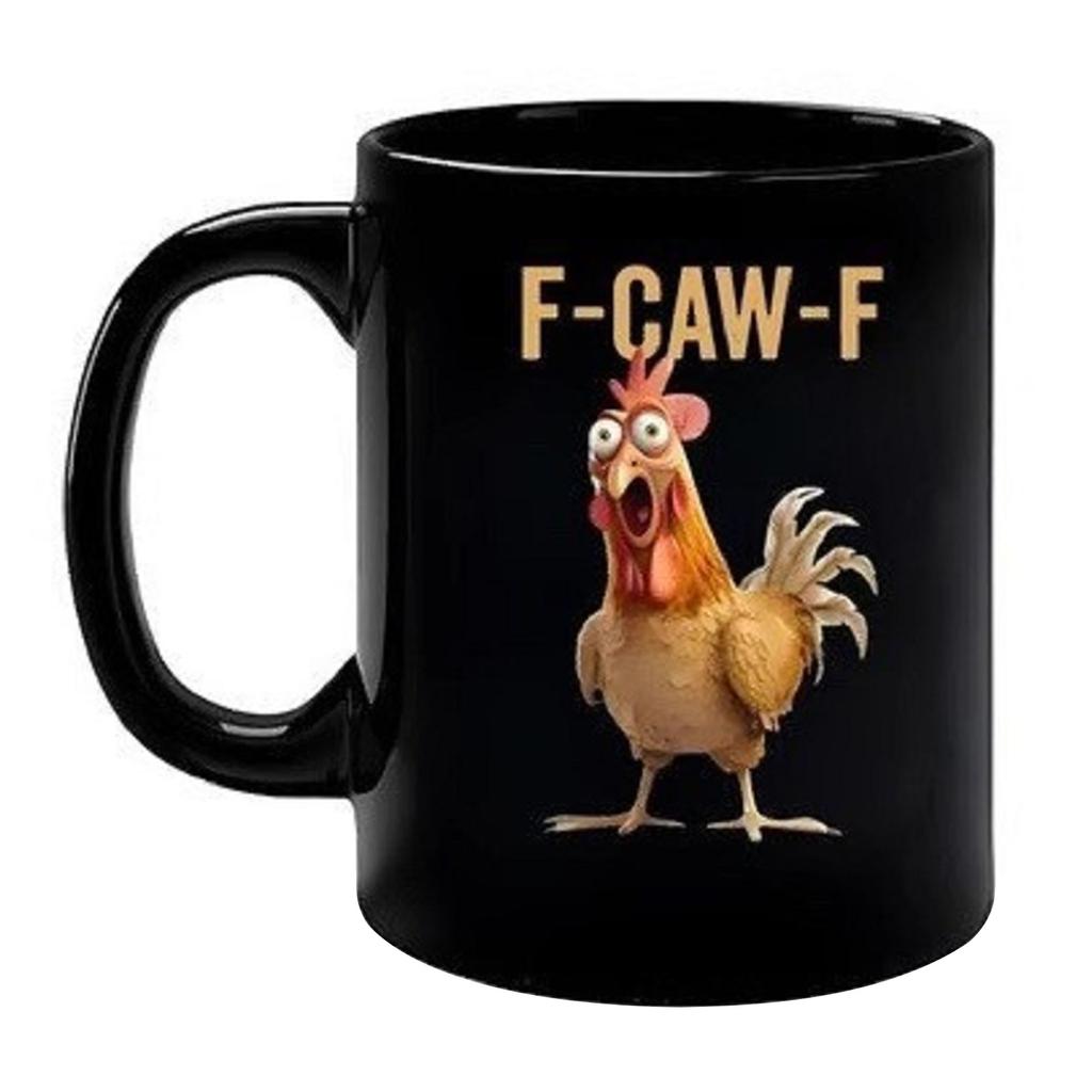 11oz F-Caw-F Ceramic Rooster Coffee Cups with Handle Rooster Crowing Coffee Mugs for Mom Sister Friends Coworkers Home Decor