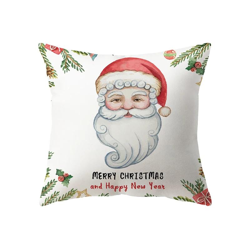 Merry Christmas Santa Claus Decorative Printed Pattern Cushion Cover Home Living Room Sofa Pillow
