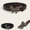 Stylish Retro Butterfly Women's Belt Crafted From Smooth Pu Material In Black And Coffee