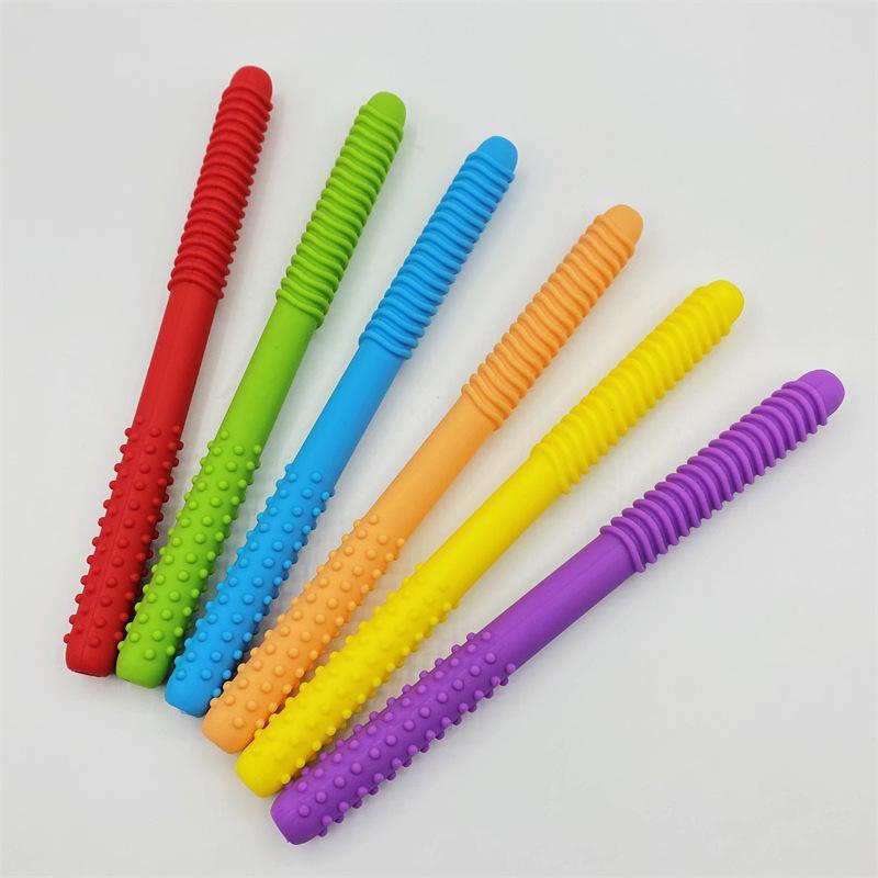 Reusable Baby Chewing Tube Non-Toxic Silicone Teeth Massager Hollow Molar Teether for Kids Speech Therapy Daily Use