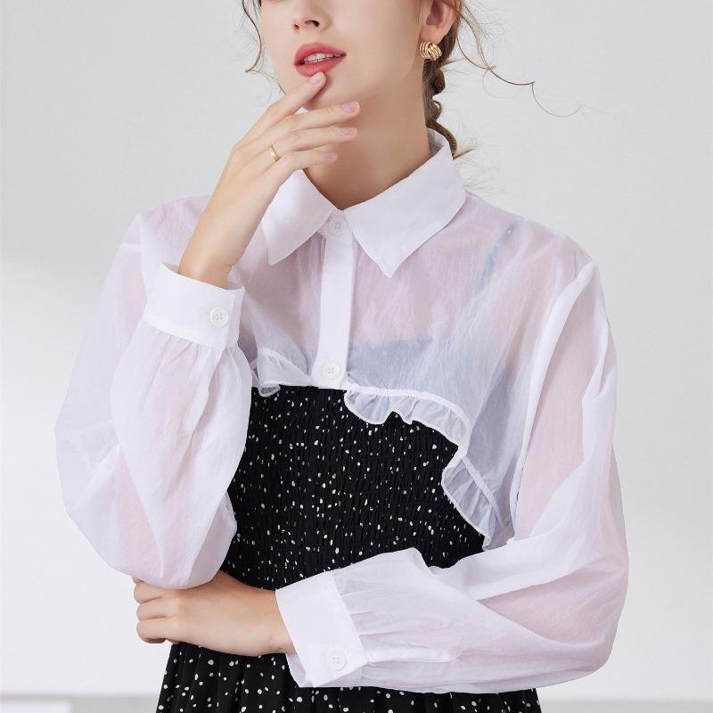 Women's Long Sleeved Shirt Detachable Collar Black Mesh Neckwear Fake Collar Half Shirt Blouse Tops Style False Collar