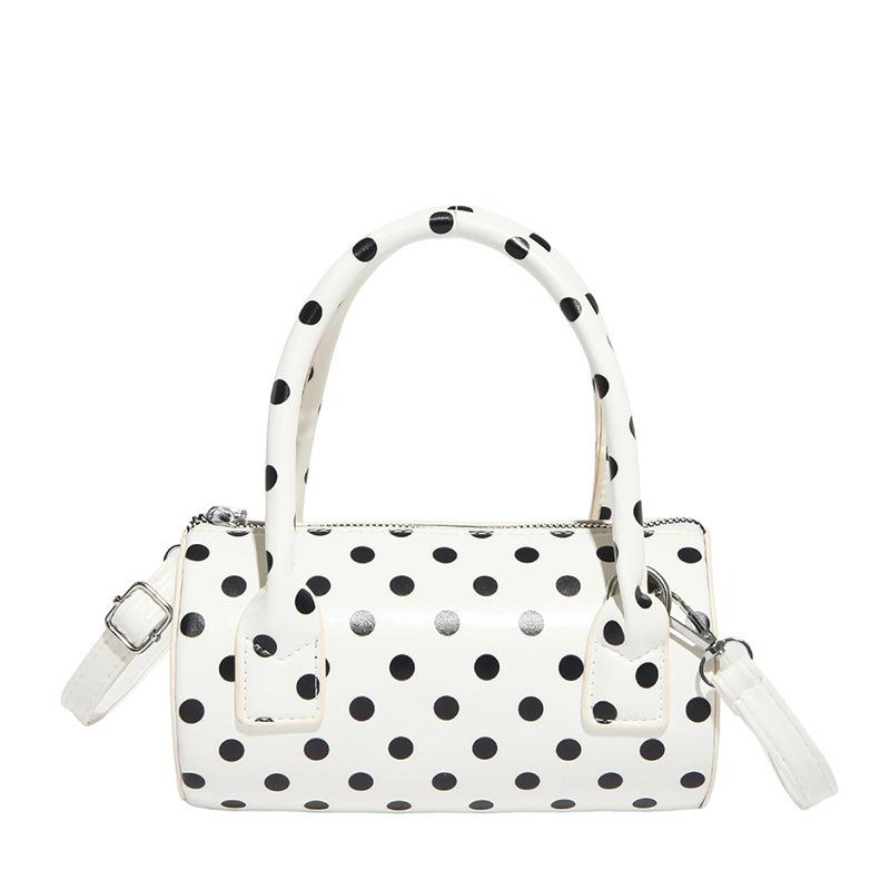 Niche polka dot bag women's 2025 new fashionable versatile underarm messenger bag exquisite portable small bag cylindrical bag