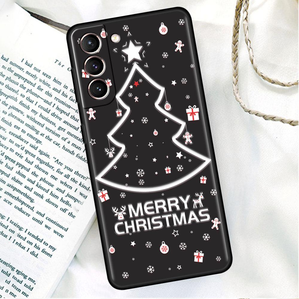 Phone Black Soft Case For Samsung Galaxy S22 S21 S20 Ultra FE S9 S8 S10 Plus Note 20 10 9 Fundas Cover Merry Christmas In Winter