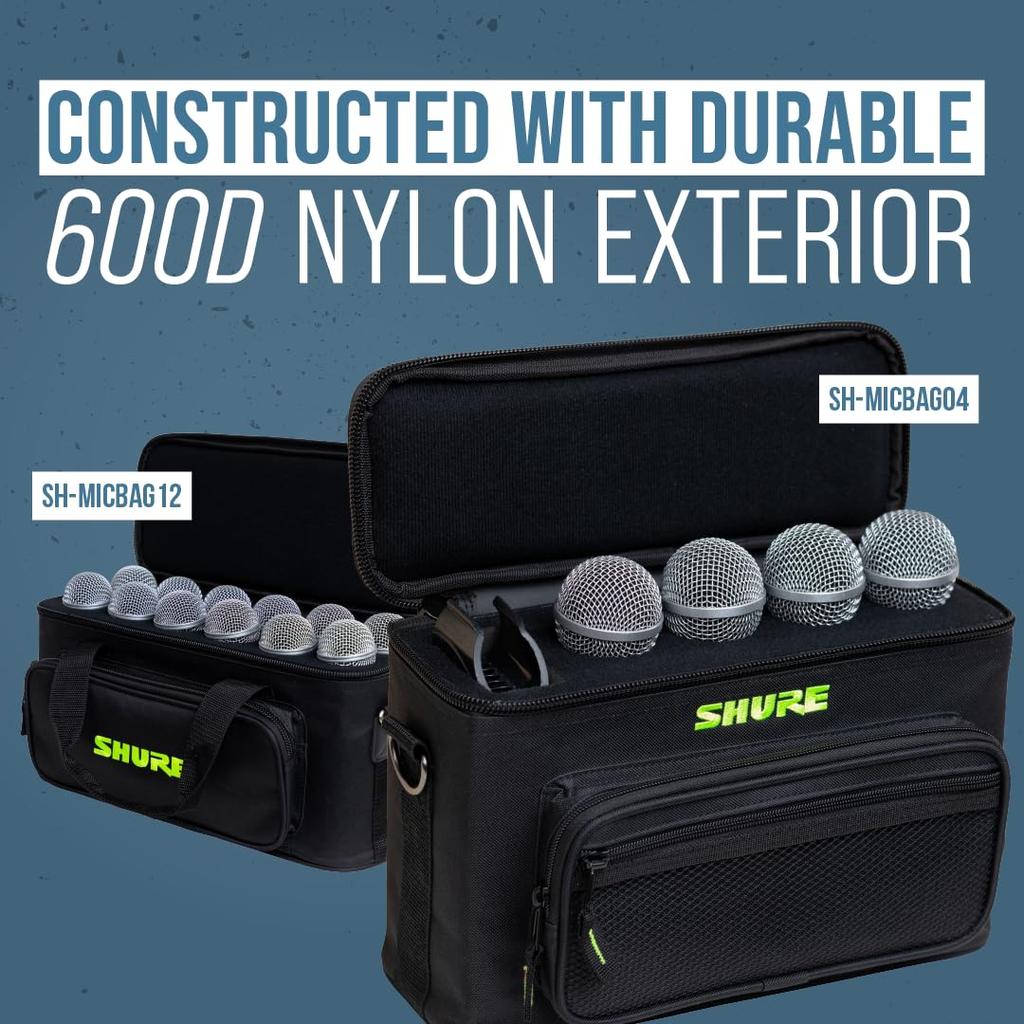Shure by Gator SH-MICBAG12 Nylon Carrying Bag for Dynamic Microphones, Holds 12 Microphones [Includes Shoulder Strap] [Official Japanese Product]