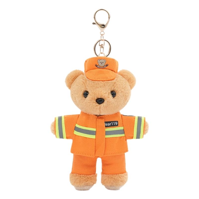 Cute Polices Bear Keychain Charm Unique Polices Bear Key Chain Soft Plush Keyrings Bag Decoration for Everyday Use