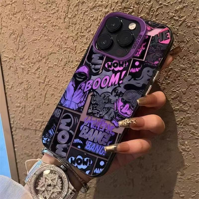

Крутое граффити Совместимый с Apple 17 Pro Max Телефон Личность Жизненная сила Чехол iPhone 16/15/14/13 iPhone11 фиолетовый