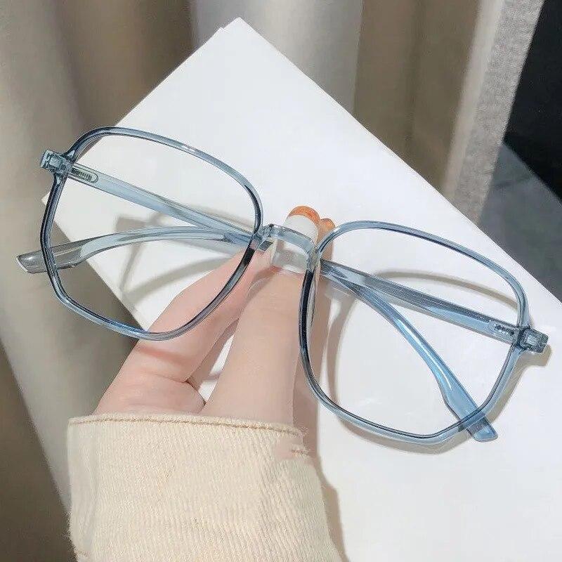 New Finished Myopia Glasses Men Women Large Eyewear Ultralight Square Big Frame Near Sight Eyeglasses Diopter 0 To -4.0