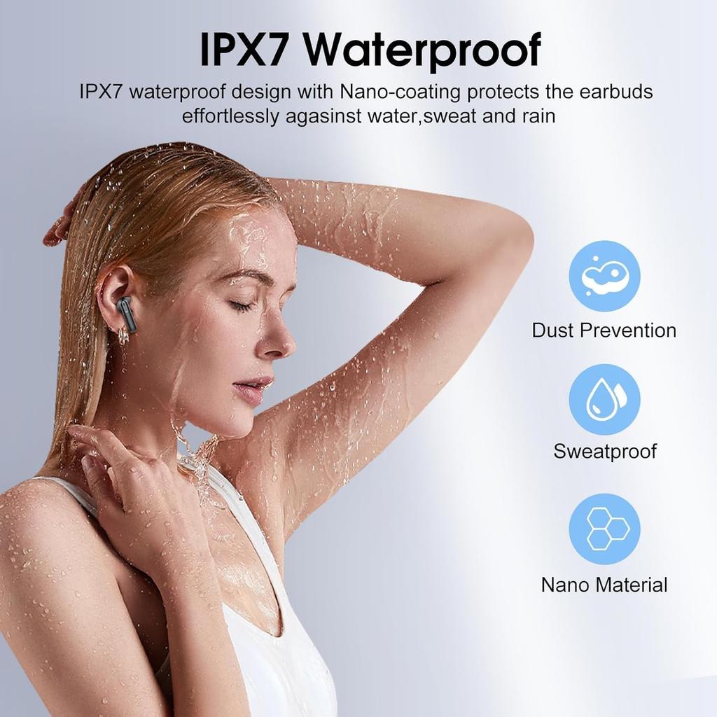 Wireless Earbuds, 2025 Bluetooth 5.4 Headphones with 3D Bass Stereo, 40H Ultralight in-Ear Buds, Bluetooth Earbuds with 4 ENC Noise Cancelling Mic,