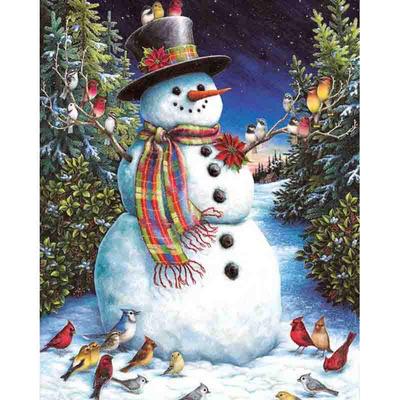 Pittura Diamante 5D Fai da Te "Pupazzo di Neve & Uccelli Cartone Animato" Ricamo Punto Croce Strass Pittura Mosaico