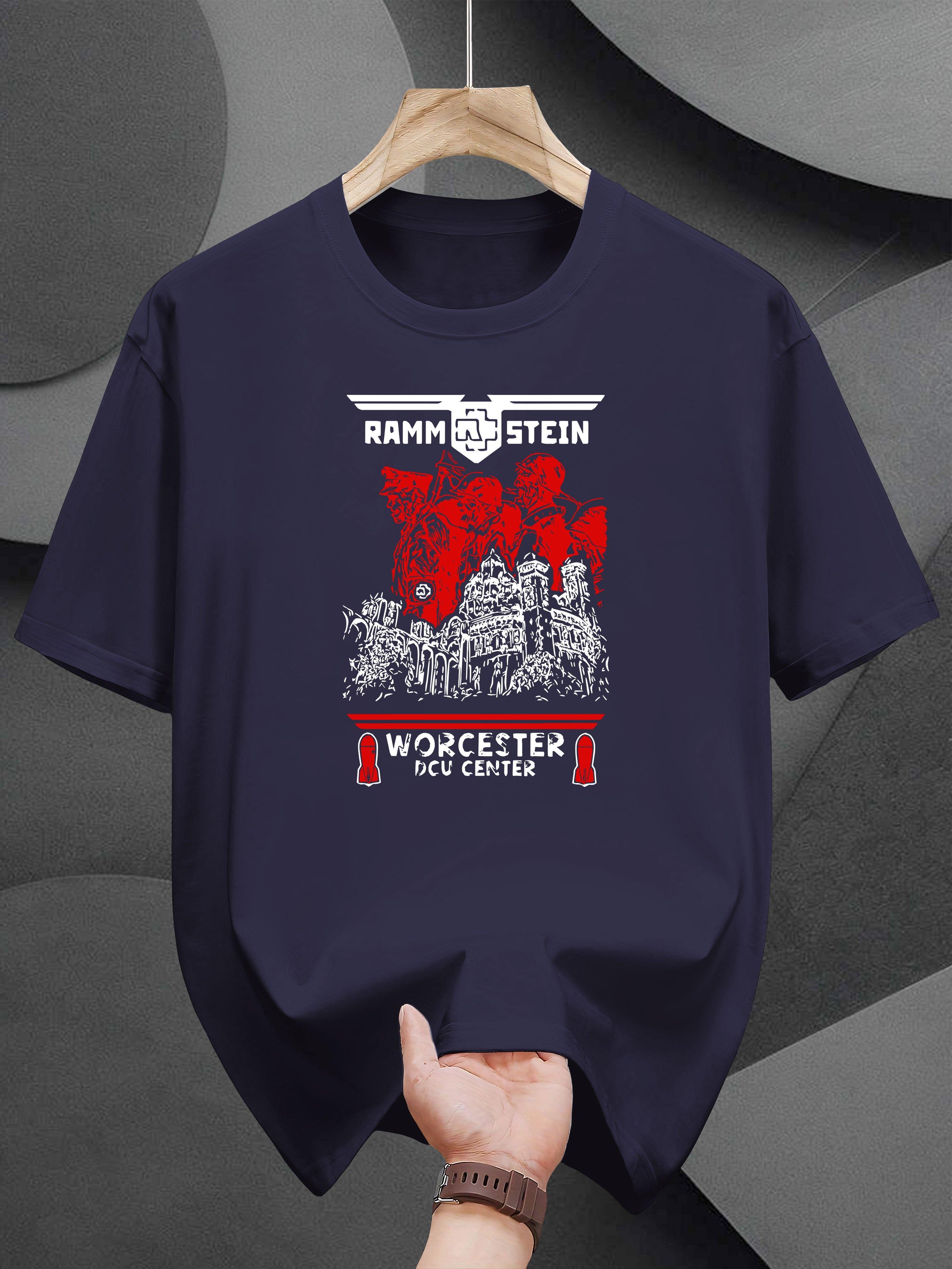 

T-shirt - Black Casual Summer Graphic Tee with Ramstein Worcester UK Concert Print L