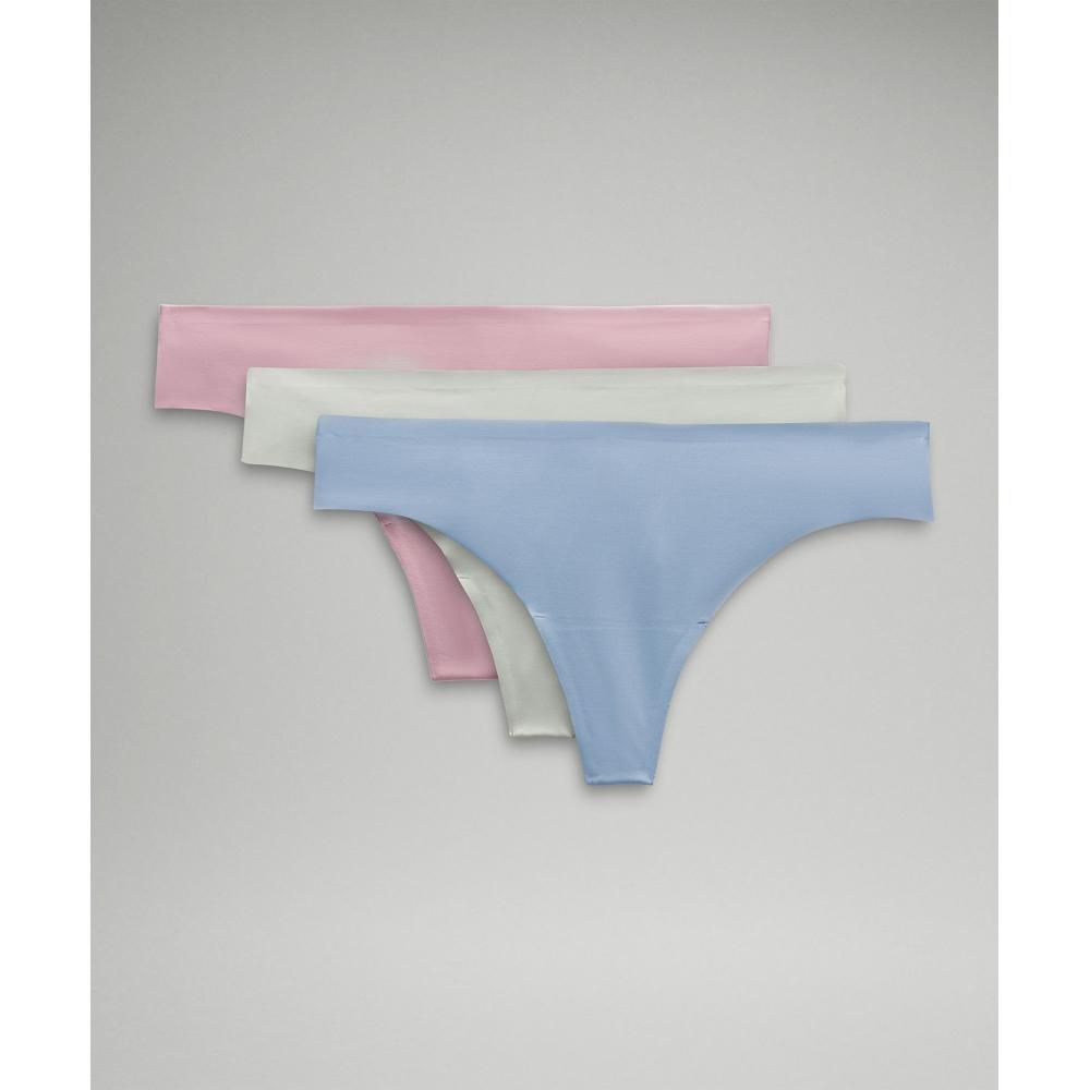 

Lululemon Invisiwear стринги средней посадки, 3 шт. в упаковке, розовые, румяные, нефритовые, серые, синие, ивы XXL