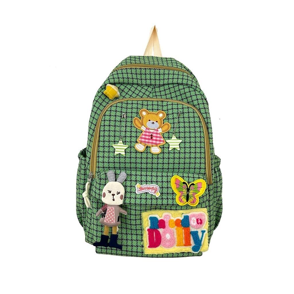 Spacious Nylon School Backpack For Middle And High School Students In Trendy Green Color зелёный