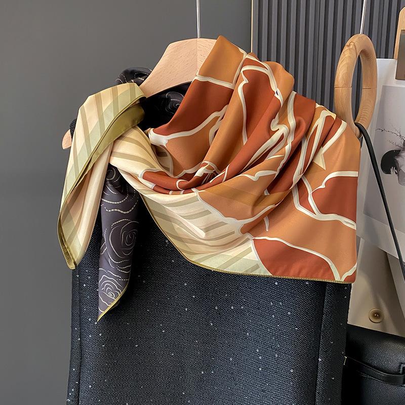 Camellia New Style for Women  Scarf  Scarf  Travel Shawl  Double-sided Printing  Fashionable  Age-reducing  Spring  Autumn  Summer  Universal