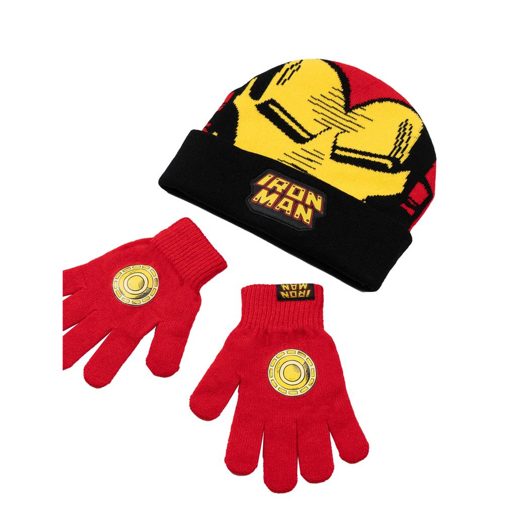 Iron Man Boys Logo Beanie & Gloves Set