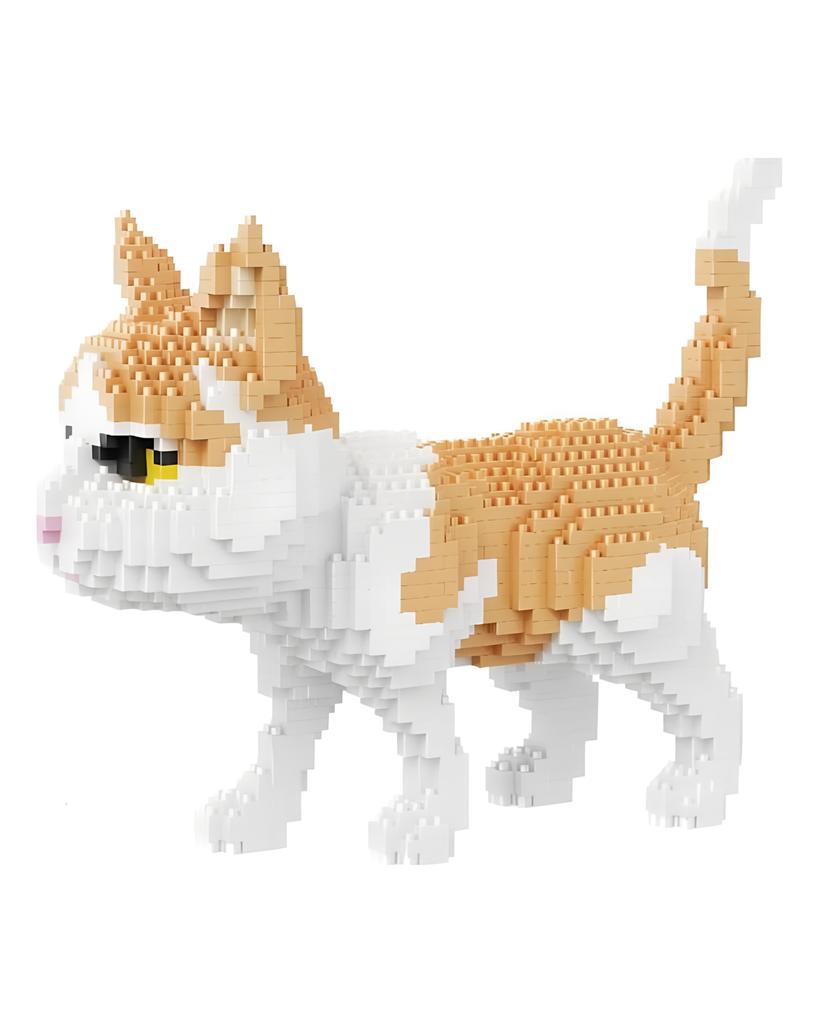 16037 Persian Cat Yellow Kitten Animal Stand Pet 3D Model DIY Mini Diamond Blocks Bricks Building Toy for Children No Box