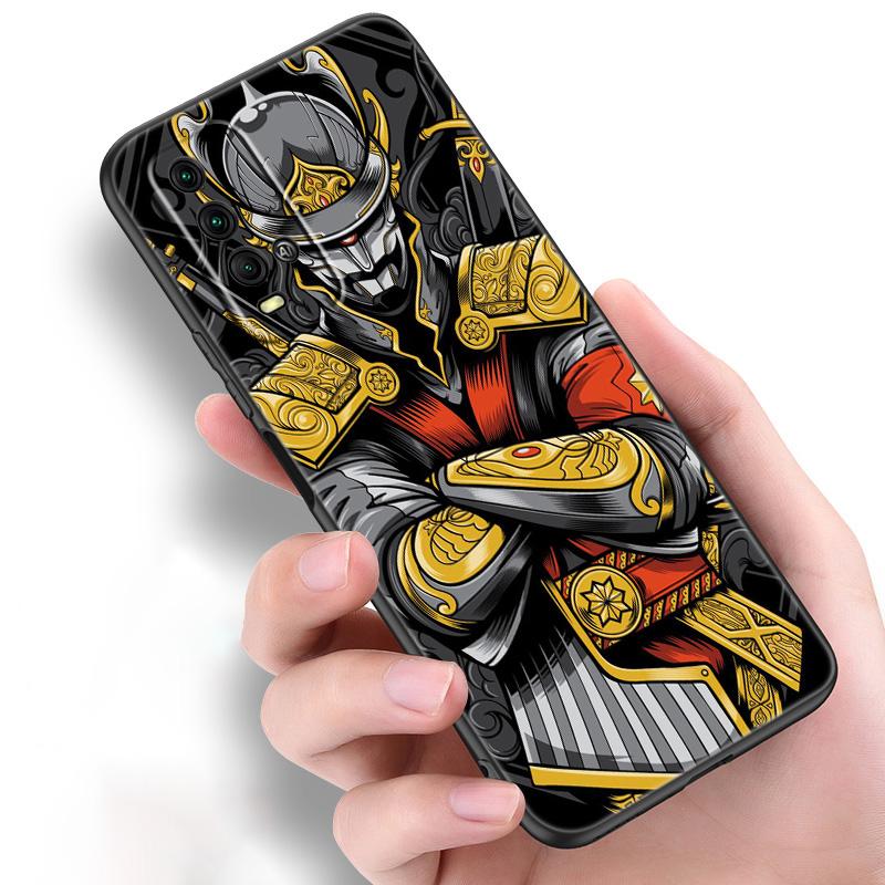 Japanese Samurai Silicone Phone Case For Xiaomi Redmi Note 11 10 9 8 Pro 11T 10T 10S 9S 8T 9 9A 9C 9T Black Soft Cover Coque