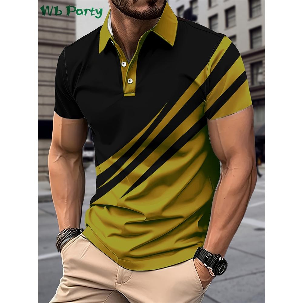 Stripe printed men's shirt fashion T-shirt