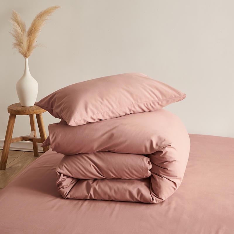 Solid Color Cotton Fitted Sheet & Pillowcase Set - Single Bed Mattress Protector
